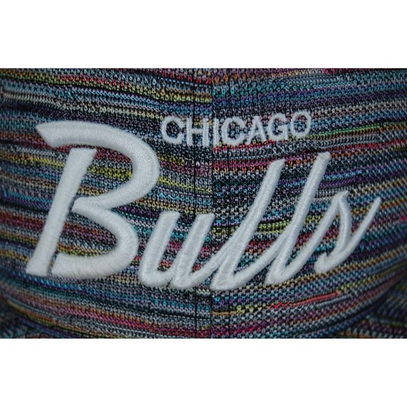 Chicago Bulls Mitchell & Ness Script Colorful Knit Fabric Snapback Hat Cap - Picture 2 of 10